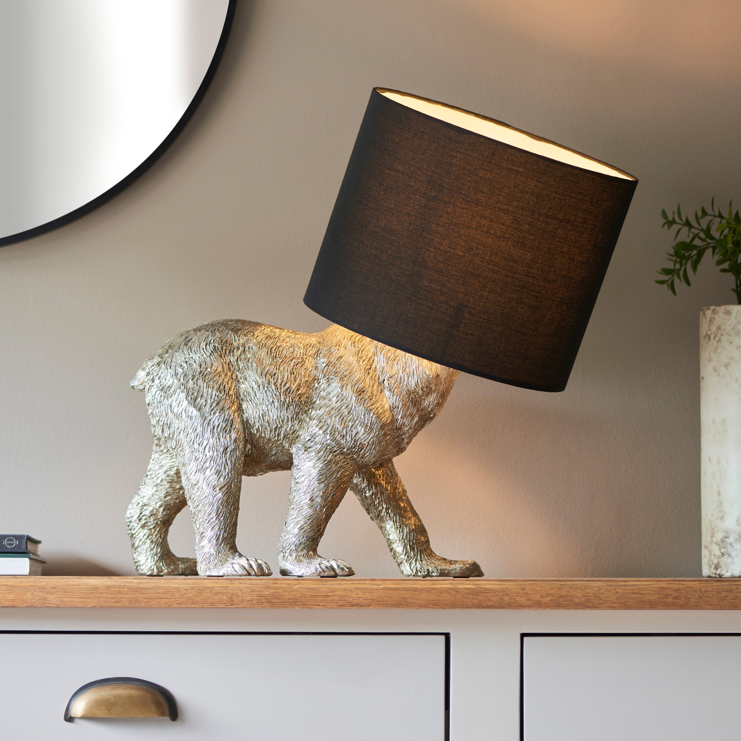 Gallery Direct Barack Bear 1 Table Lamp Vintage Silver
