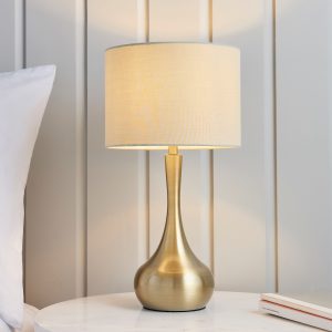 Gallery Direct Piccadilly Table Lamp Brass  Taupe | Shackletons