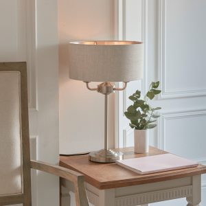 Gallery Direct Highclere 3 Table Light Chrome  Natural Linen | Shackletons