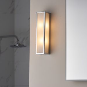 Gallery Direct Newham Bathroom 2 Wall Light  ChromeFrosted | Shackletons