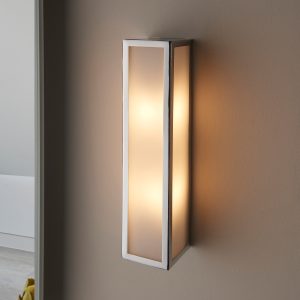 Gallery Direct Newham Bathroom 2 Wall Light  ChromeFrosted | Shackletons