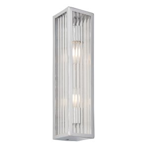 Gallery Direct Newham Bathroom 2 Wall Light ChromeClear Ribbed | Shackletons