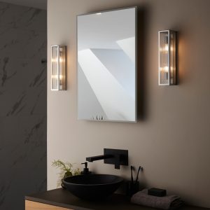 Gallery Direct Newham Bathroom 2 Wall Light ChromeClear Ribbed | Shackletons