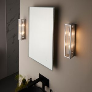 Gallery Direct Newham Bathroom 2 Wall Light ChromeClear Ribbed | Shackletons