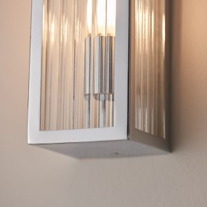 Gallery Direct Newham Bathroom 2 Wall Light ChromeClear Ribbed | Shackletons