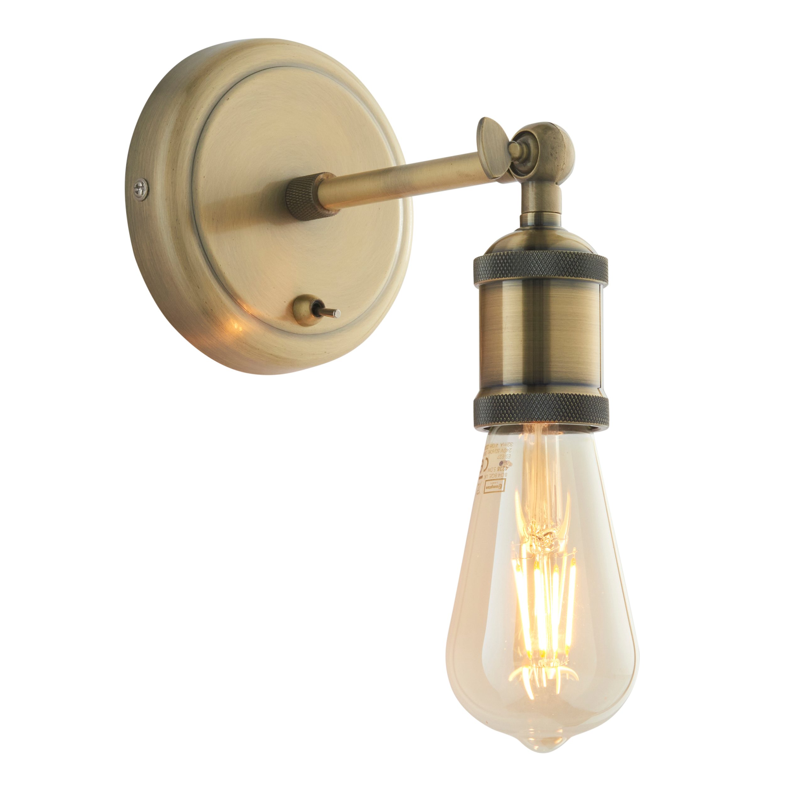 Gallery Direct Hal Wall Light Antique Brass | Shackletons