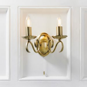 Gallery Direct Bernice Wall Light Antique Brass | Shackletons