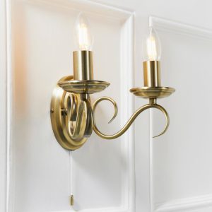 Gallery Direct Bernice Wall Light Antique Brass | Shackletons