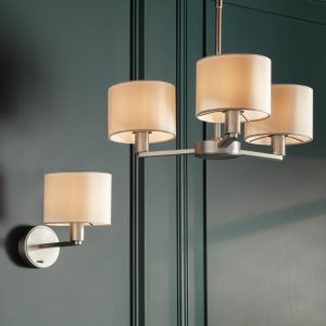 Gallery Direct Daley Wall Light Nickel  White Faux Silk | Shackletons