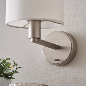 Gallery Direct Daley Wall Light Nickel  White Faux Silk | Shackletons