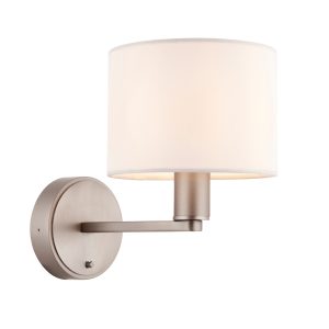 Gallery Direct Daley Wall Light Nickel  White Faux Silk | Shackletons