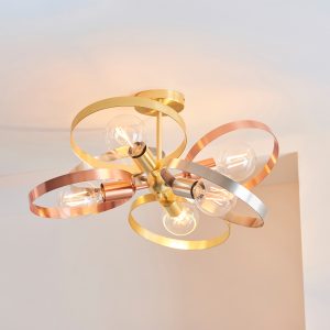 Gallery Direct Hoop 6 Ceiling Light Brushed Brass | Shackletons