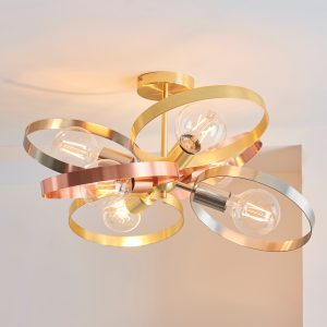 Gallery Direct Hoop 6 Ceiling Light Brushed Brass | Shackletons