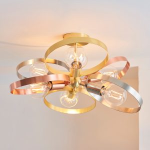 Gallery Direct Hoop 6 Ceiling Light Brushed Brass | Shackletons