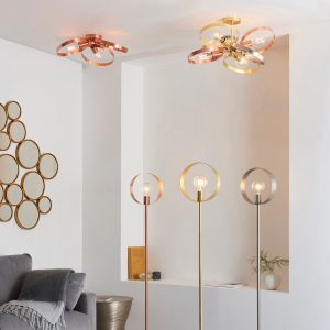 Gallery Direct Hoop 6 Ceiling Light Brushed Brass | Shackletons