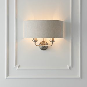Gallery Direct Highclere 2 Wall Light Chrome  Natural | Shackletons