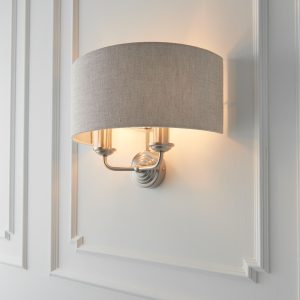 Gallery Direct Highclere 2 Wall Light Chrome  Natural | Shackletons
