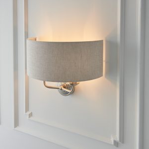 Gallery Direct Highclere 2 Wall Light Chrome  Natural | Shackletons