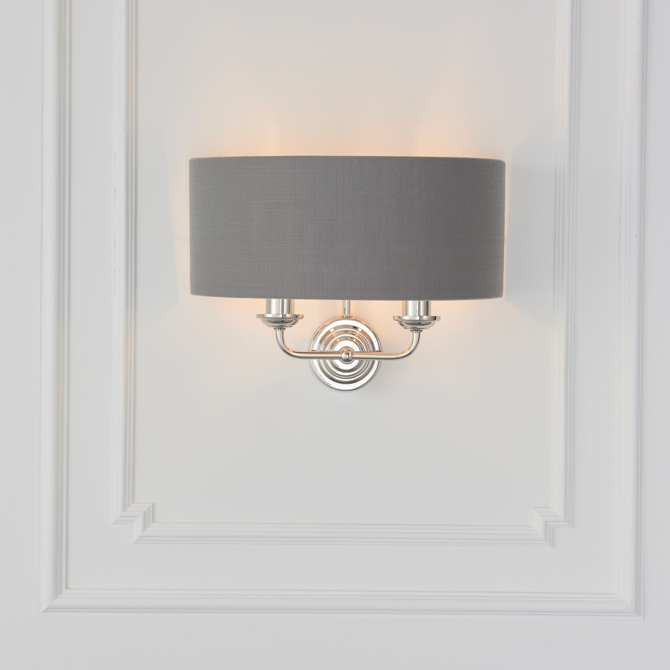 Gallery Direct Highclere 2 Wall Light Nickel & Charcoal
