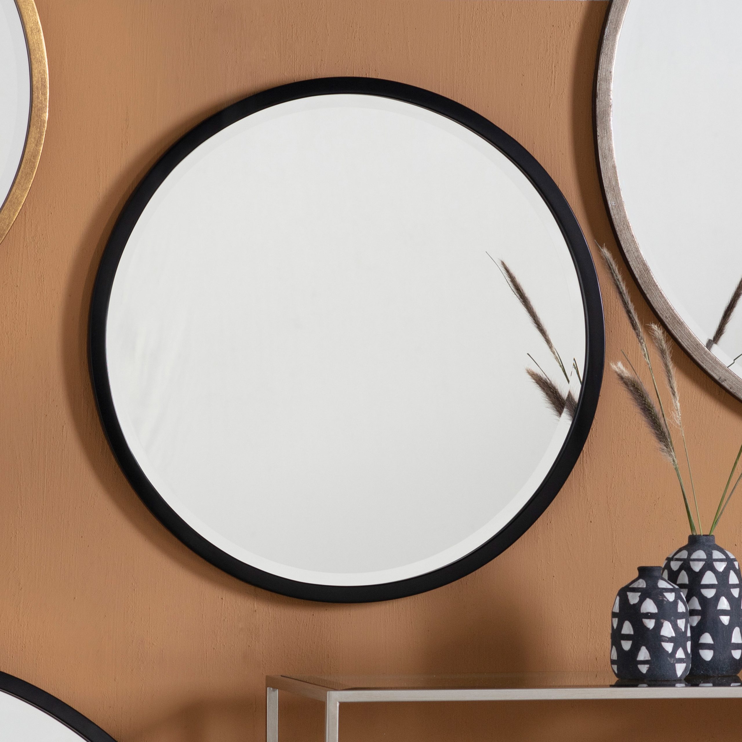 Gallery Direct Higgins Round Mirror Black