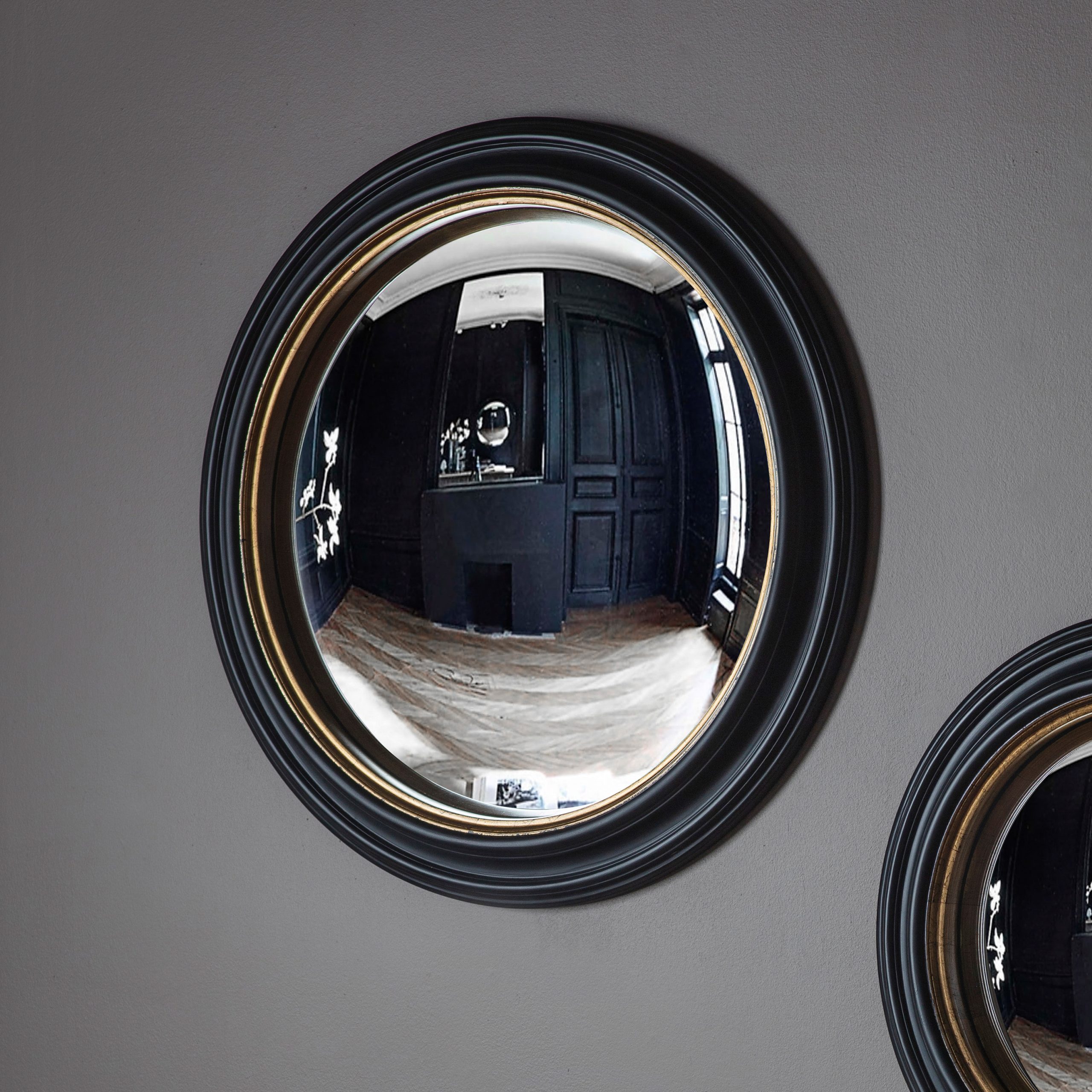Gallery Direct Rockbourne Convex Mirror Black & Gold