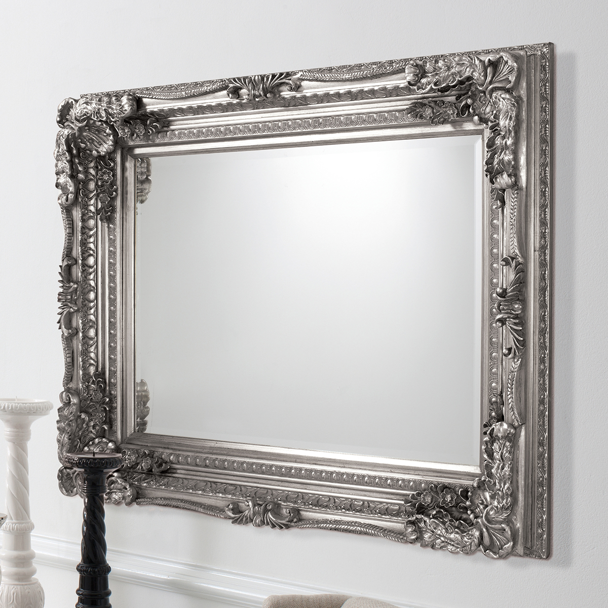Gallery Direct Carved Louis Mirror Silver