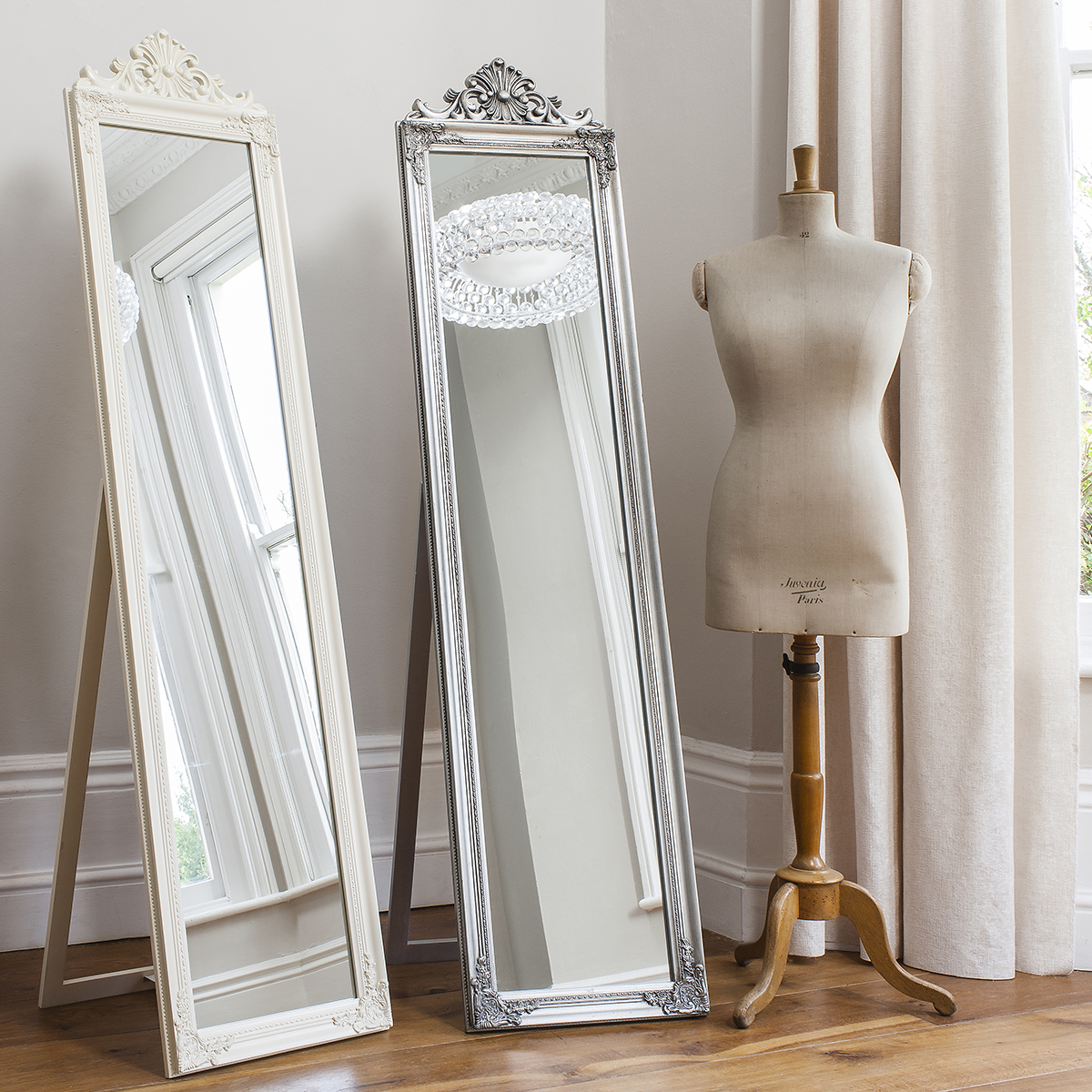 Gallery Direct Lambeth Wood Cheval Mirror Silver