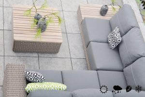 4 Seasons Outdoor Kingston Teak Corner Set in Pure Weave | Shackletons