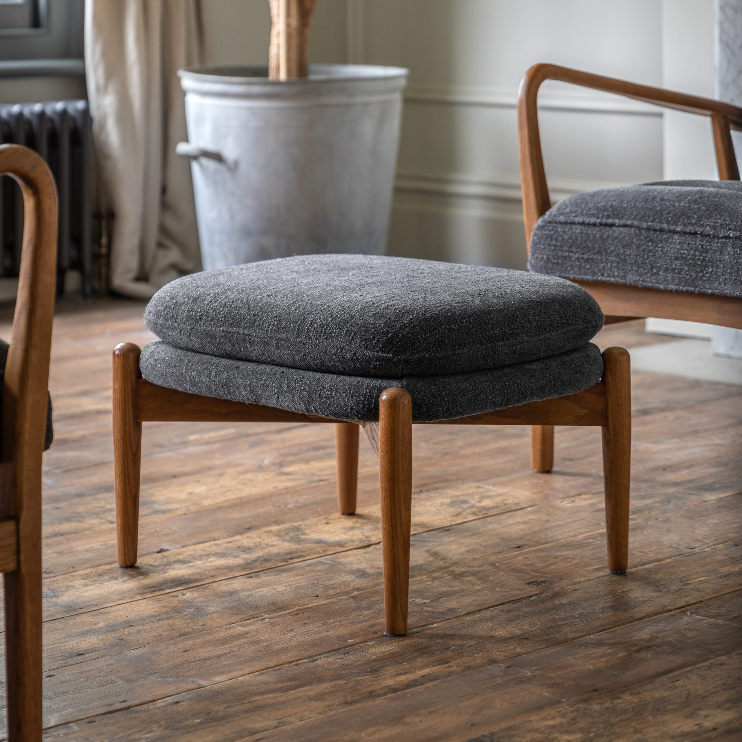 Gallery Direct Datsun Footstool Charcoal Boucle