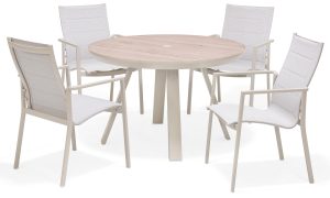LifestyleGarden Urbanite Sand 4 Seat Round Padded Dining Set | Shackletons