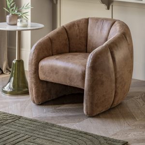 Gallery Direct Atella Tub Chair Antique Tan Leather | Shackletons
