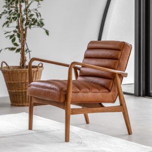 Gallery Direct Datsun Armchair Vintage Brown Leather | Shackletons