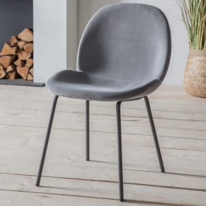 Gallery Direct Flanagan Chair Light Grey Velvet Set of 2 | Shackletons
