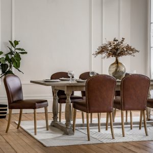 Gallery Direct Hinton Dining Chair Brown Leath Set of 2 | Shackletons
