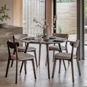 Gallery Direct Hatfield Round Dining Table Smoked | Shackletons