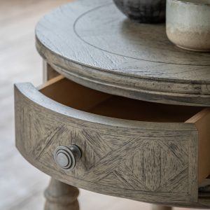 Gallery Direct Mustique Round 1 Drawer Side Table | Shackletons