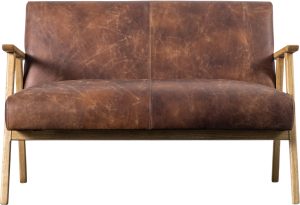 Gallery Direct Neyland 2 Seater Sofa Vintage Brown Leather | Shackletons