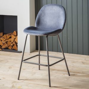 Gallery Direct Flanagan Stool Dark Grey Velvet Set of 2 | Shackletons