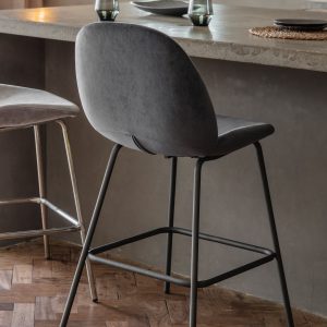 Gallery Direct Flanagan Stool Dark Grey Velvet Set of 2 | Shackletons