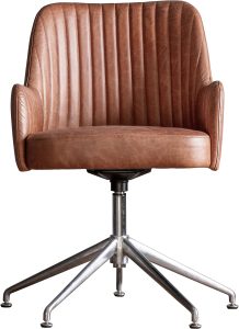 Gallery Direct Curie Swivel Chair Vintage Brown Leather | Shackletons