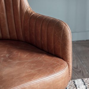 Gallery Direct Curie Swivel Chair Vintage Brown Leather | Shackletons