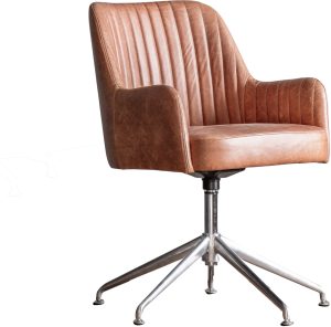 Gallery Direct Curie Swivel Chair Vintage Brown Leather | Shackletons