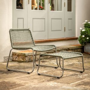 Gallery Garden Sassano Lounge Chair with Footstool Green | Shackletons