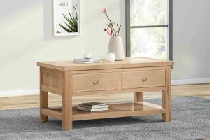 Foxington Coffee Table with 2 Drawers   Natural Oak | Shackletons