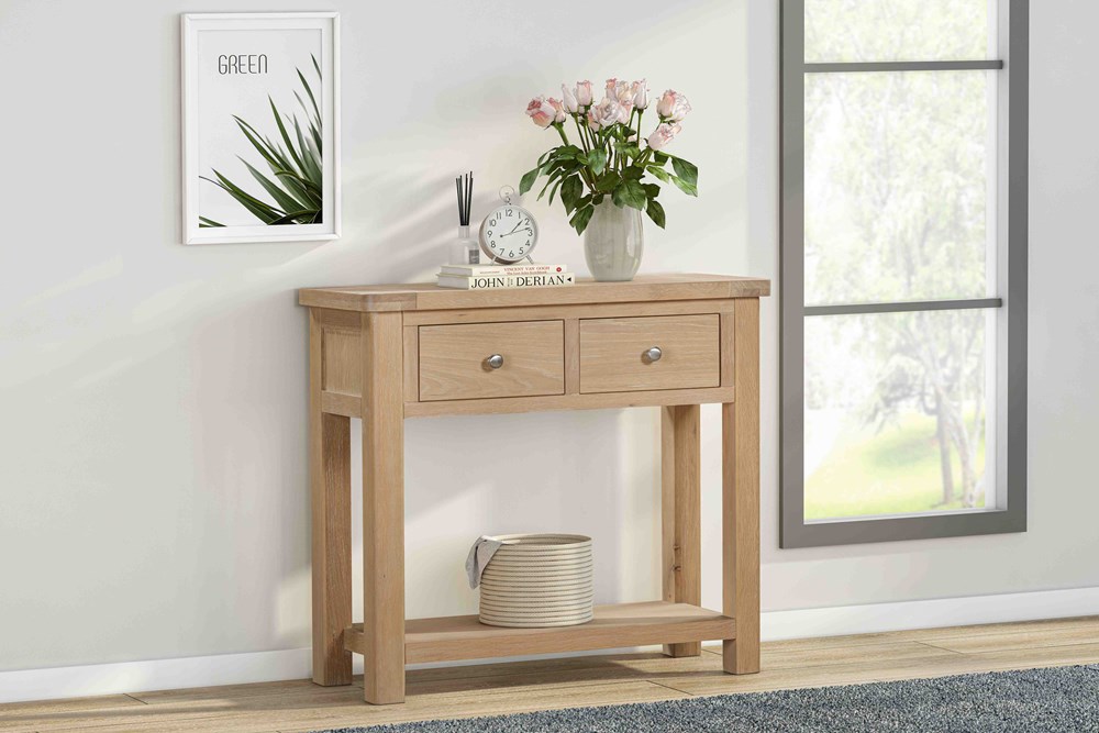Foxington Console Table with 2 Drawers - Natural Oak