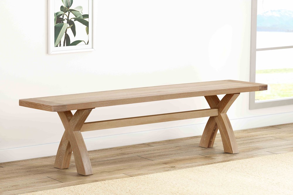 Foxington Cross Leg Dining Bench - Natural Oak