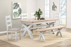 Foxington 180cm 240cm Cross Leg Extending Dining Table   OWP Painted | Shackletons