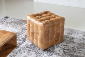 Vintage Sofa Company Framed Cubed Stool Brown 3L Cerato Brown Leather | Shackletons