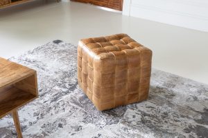 Vintage Sofa Company Framed Cubed Stool Brown 3L Cerato Brown Leather | Shackletons