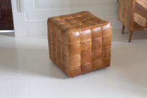 Vintage Sofa Company Framed Cubed Stool Brown 3L Cerato Brown Leather | Shackletons
